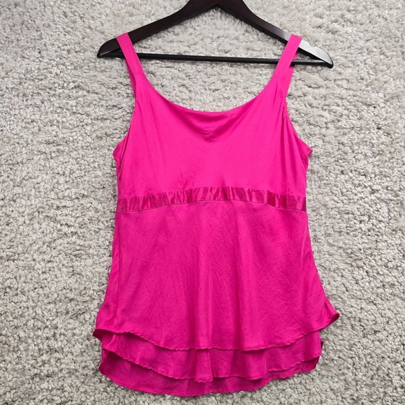 Caslon Babydoll Top Womens Medium Pink Silk Side Zipper Barbiecore Y2K - Picture 9 of 13